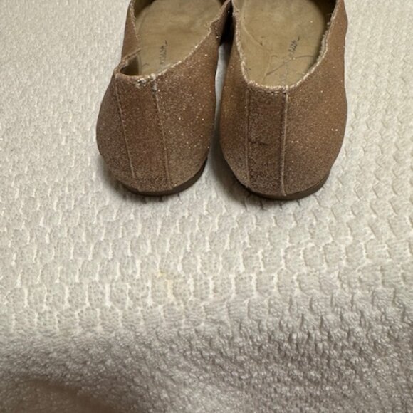 Jessica Simpson Gold Glitter Square Toe Flats Rhinestone Bow Bling Party Sz 6M - Picture 3 of 4